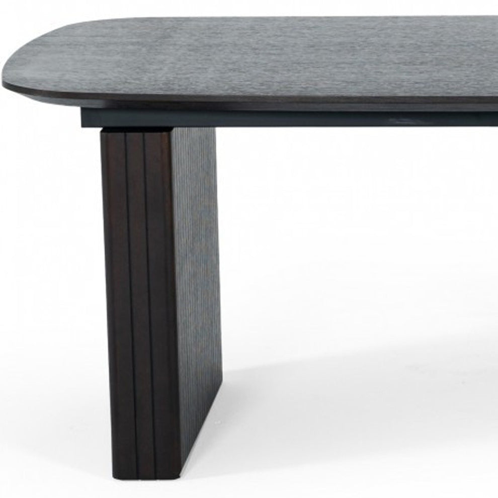 Smoked Rectangular Manufactured Wood Self-Storing Leaf Dining Table By Homeroots | Dining Tables | Modishstore - 6