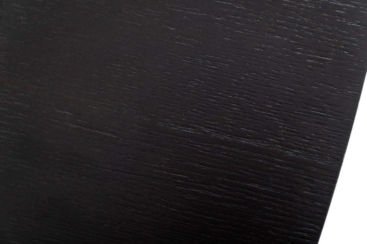 Smoked Rectangular Manufactured Wood Self-Storing Leaf Dining Table By Homeroots | Dining Tables | Modishstore - 4