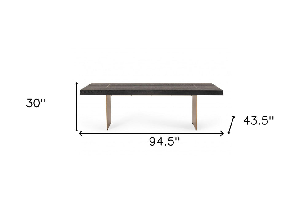 Dark Brown And Brass Metal Sled Base Dining Table By Homeroots | Dining Tables | Modishstore - 4