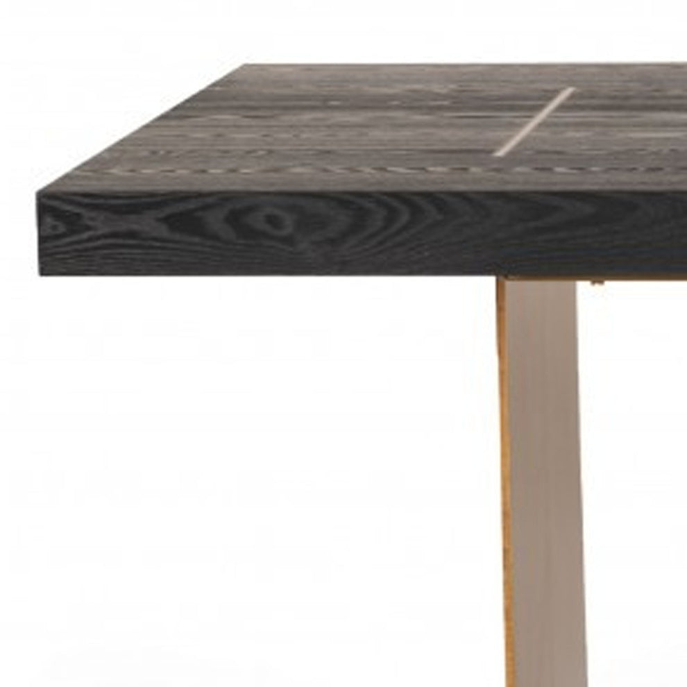 Dark Brown And Brass Metal Sled Base Dining Table By Homeroots | Dining Tables | Modishstore - 2