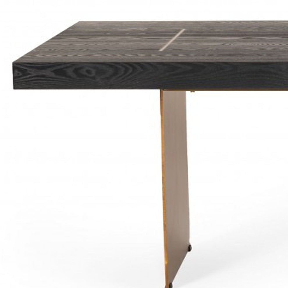 Dark Brown And Brass Metal Sled Base Dining Table By Homeroots | Dining Tables | Modishstore - 3