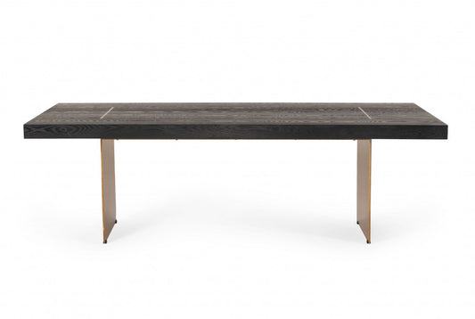Dark Brown And Brass Metal Sled Base Dining Table By Homeroots | Dining Tables | Modishstore - 1