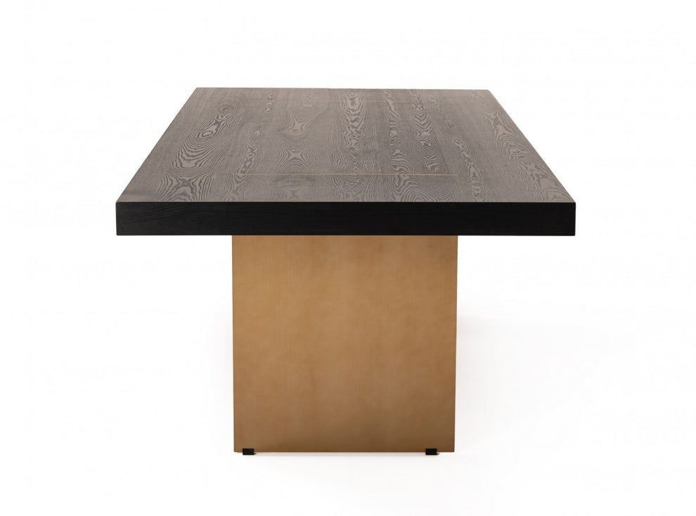 Dark Brown And Brass Metal Sled Base Dining Table By Homeroots | Dining Tables | Modishstore - 6