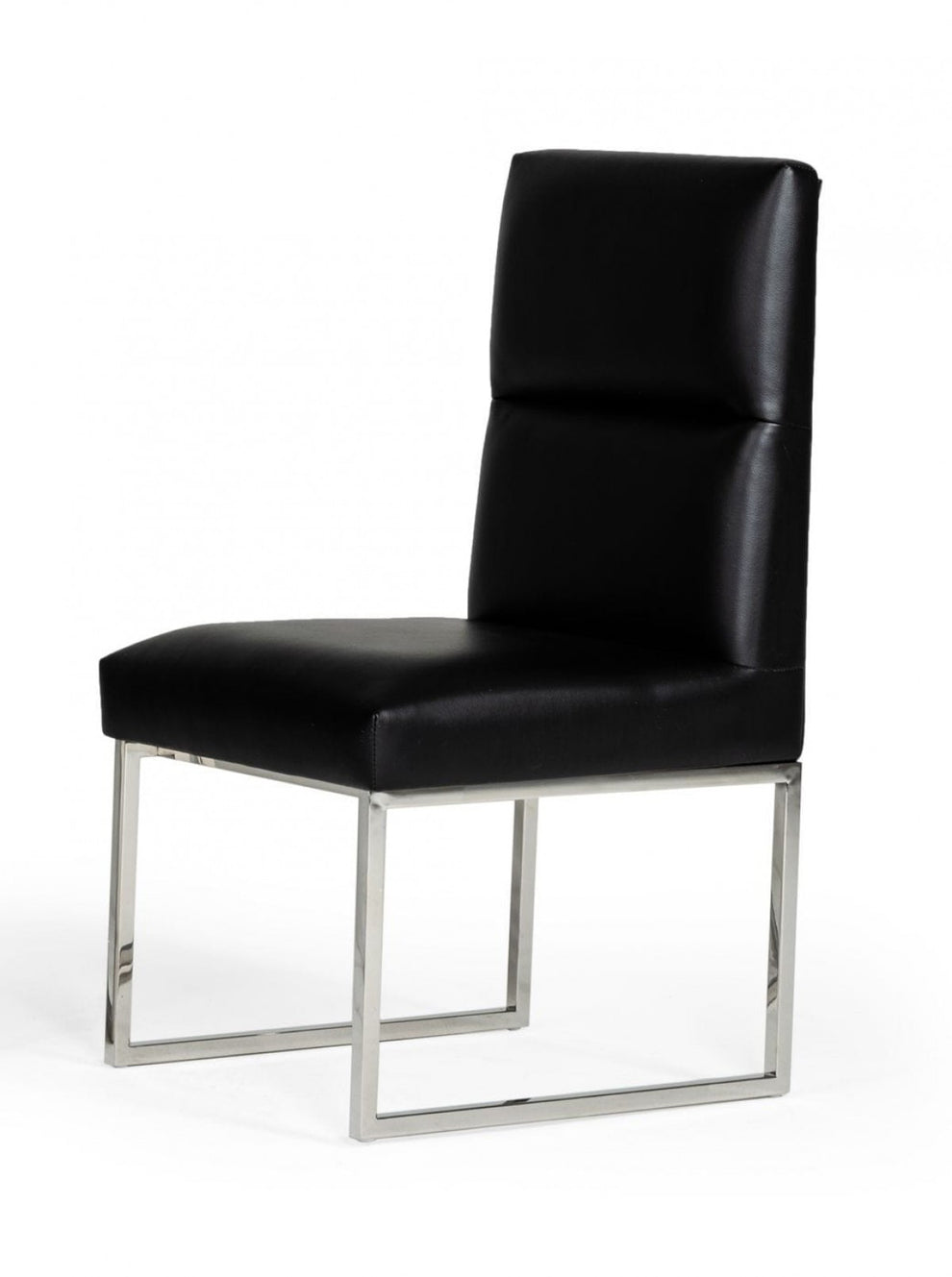 Set of Two Tufted Black And Silver Upholstered Faux Leather Dining Side Chairs By Homeroots | Dining Chairs | Modishstore - 3