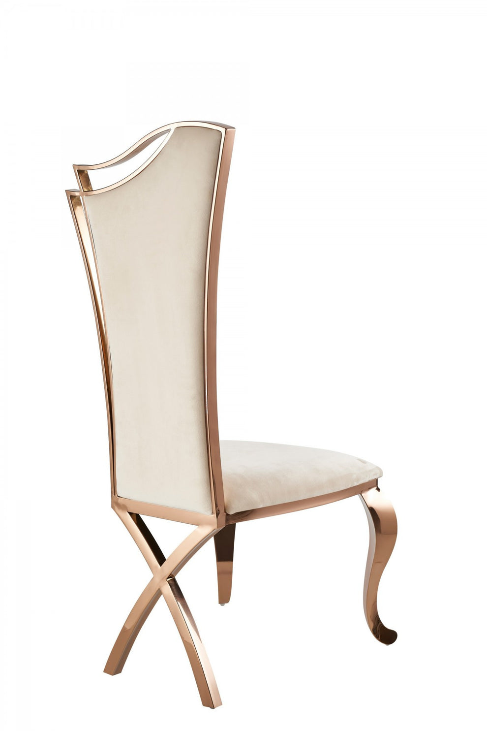 Set of Two Tufted Beige And Rose Gold Upholstered Velvet Dining Side Chairs By Homeroots | Dining Chairs | Modishstore - 2