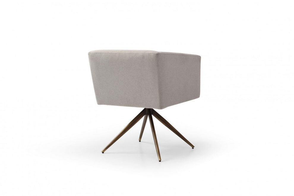 Light Gray And Brass Upholstered Fabric Dining Arm Chair By Homeroots | Dining Chairs | Modishstore - 5