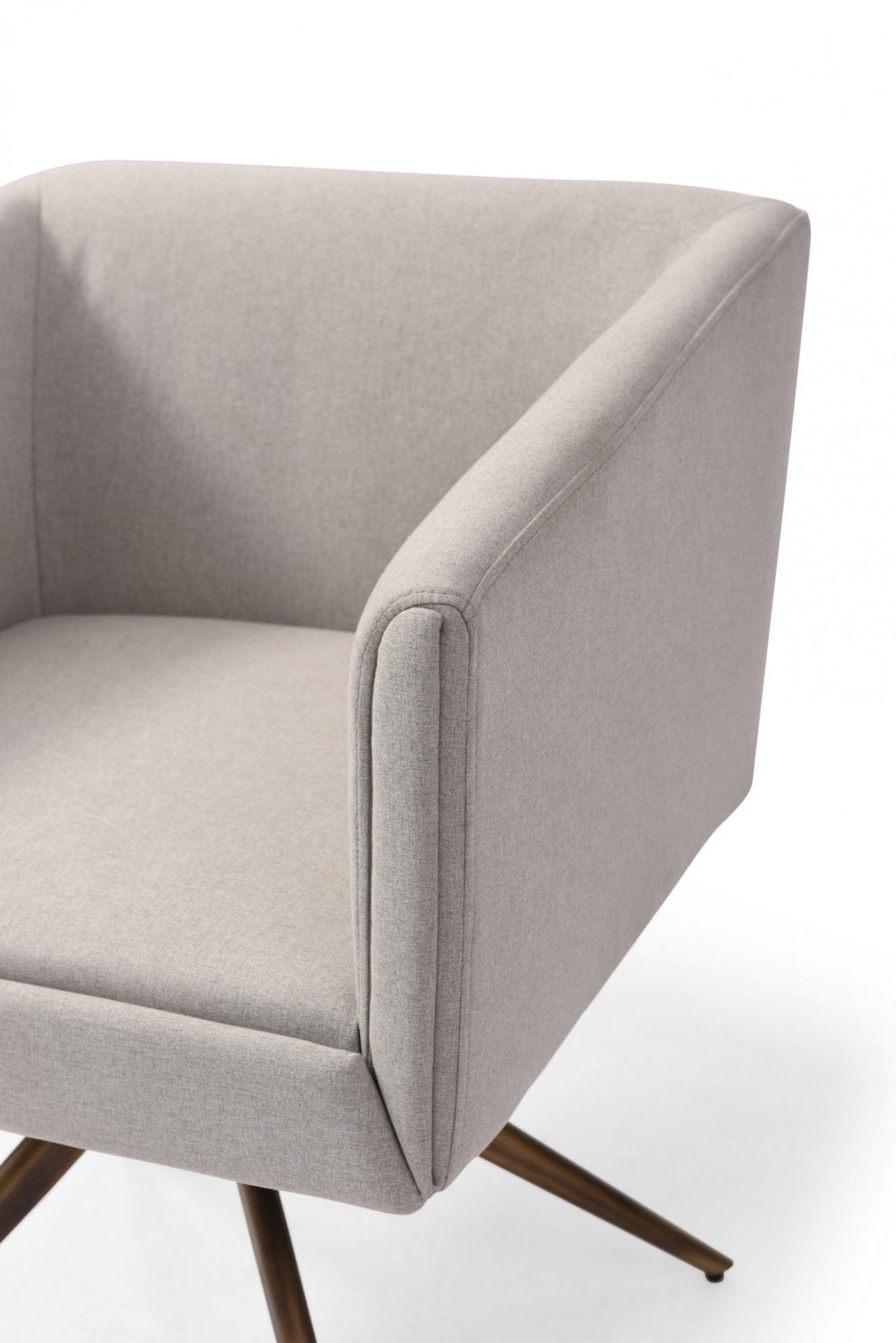 Light Gray And Brass Upholstered Fabric Dining Arm Chair By Homeroots | Dining Chairs | Modishstore - 6