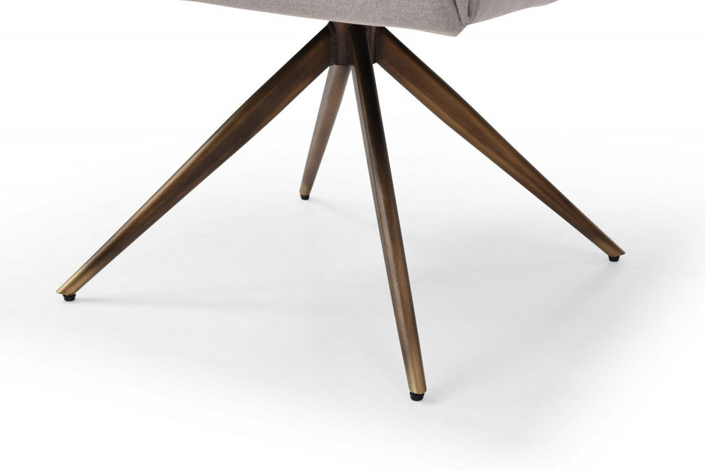 Light Gray And Brass Upholstered Fabric Dining Arm Chair By Homeroots | Dining Chairs | Modishstore - 7