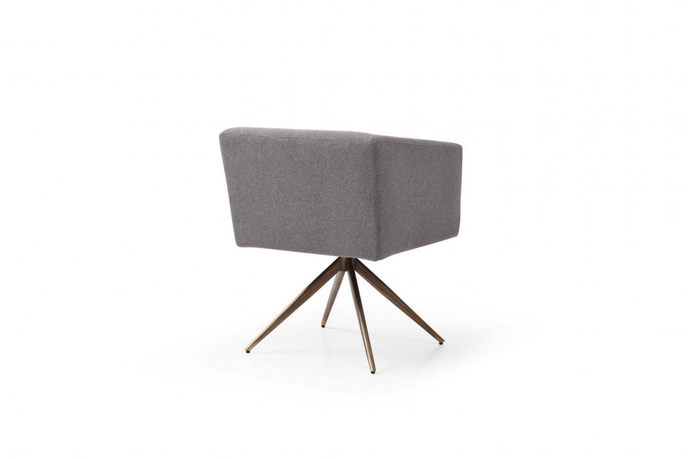Dark Gray And Brass Upholstered Fabric Dining Arm Chair By Homeroots | Dining Chairs | Modishstore - 4