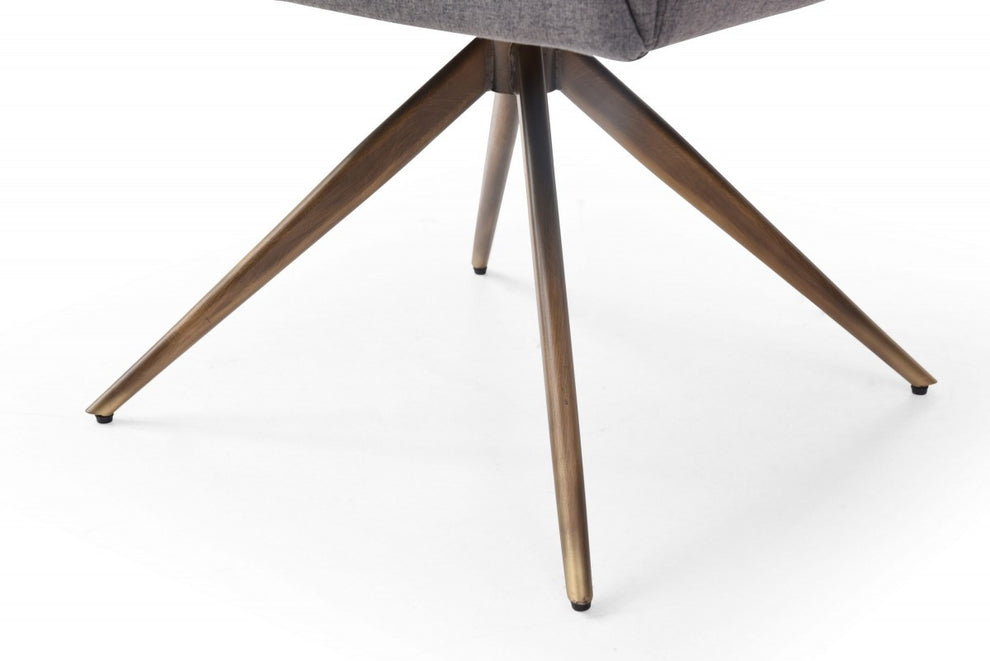 Dark Gray And Brass Upholstered Fabric Dining Arm Chair By Homeroots | Dining Chairs | Modishstore - 6