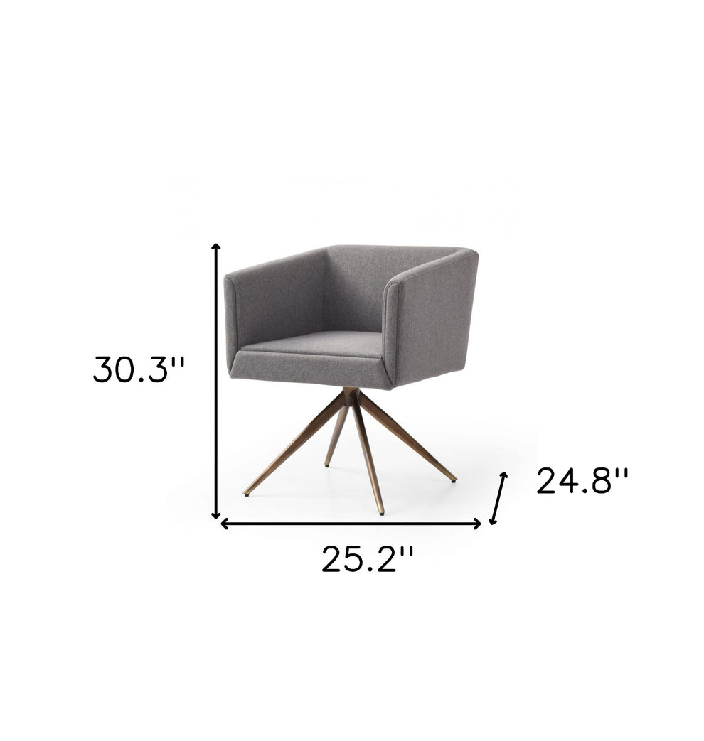 Dark Gray And Brass Upholstered Fabric Dining Arm Chair By Homeroots | Dining Chairs | Modishstore - 8