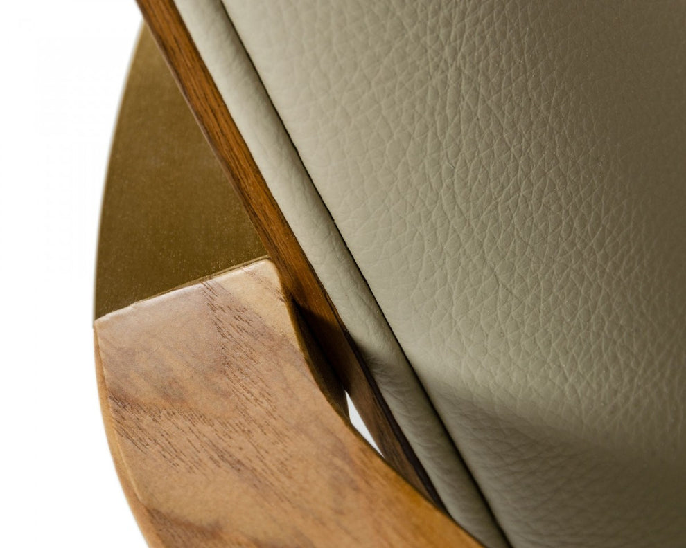Gray And Brown Upholstered Faux Leather Dining Arm Chair By Homeroots | Dining Chairs | Modishstore - 6