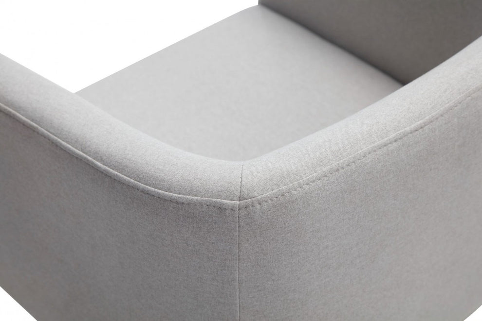 Light Gray And Antiqued Brass Upholstered Fabric Dining Arm Chair By Homeroots | Dining Chairs | Modishstore - 3