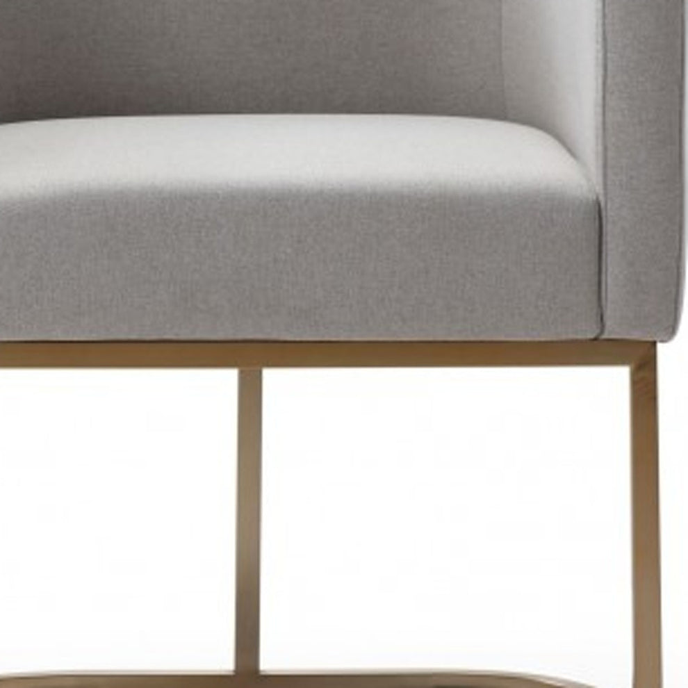 Light Gray And Antiqued Brass Upholstered Fabric Dining Arm Chair By Homeroots | Dining Chairs | Modishstore - 4