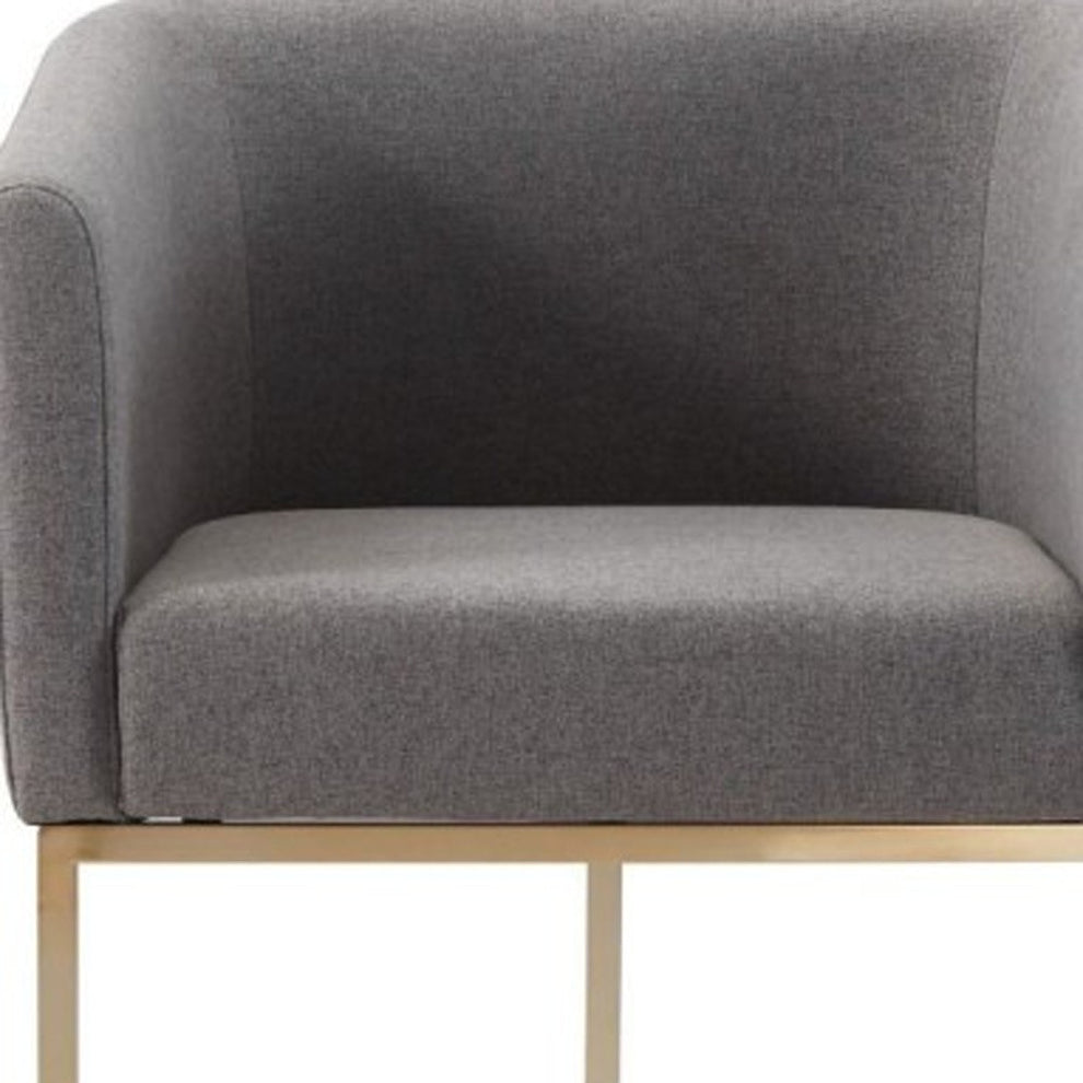 Dark Gray And Antiqued Brass Upholstered Fabric Dining Arm Chair By Homeroots | Dining Chairs | Modishstore - 7
