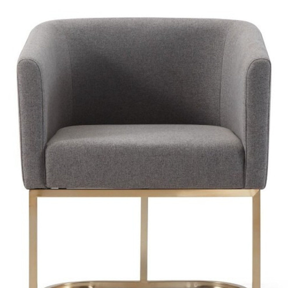 Dark Gray And Antiqued Brass Upholstered Fabric Dining Arm Chair By Homeroots | Dining Chairs | Modishstore - 5