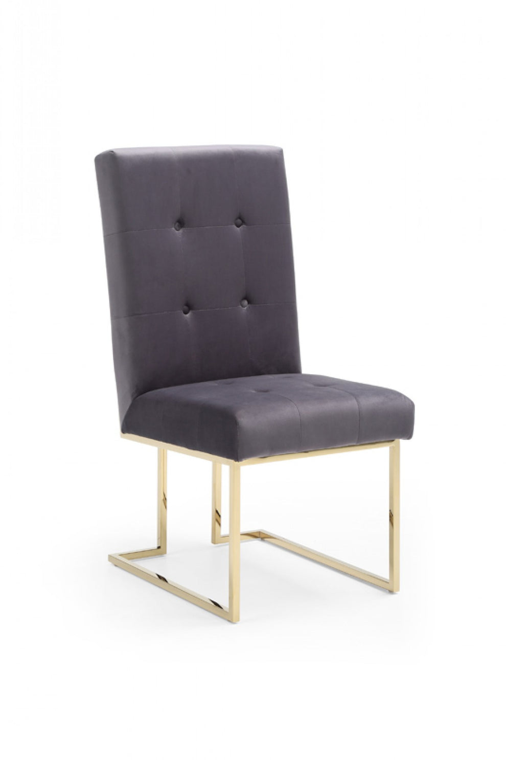 Set of Two Tufted Gray And Gold Upholstered Fabric Dining Side Chairs By Homeroots | Dining Chairs | Modishstore - 8