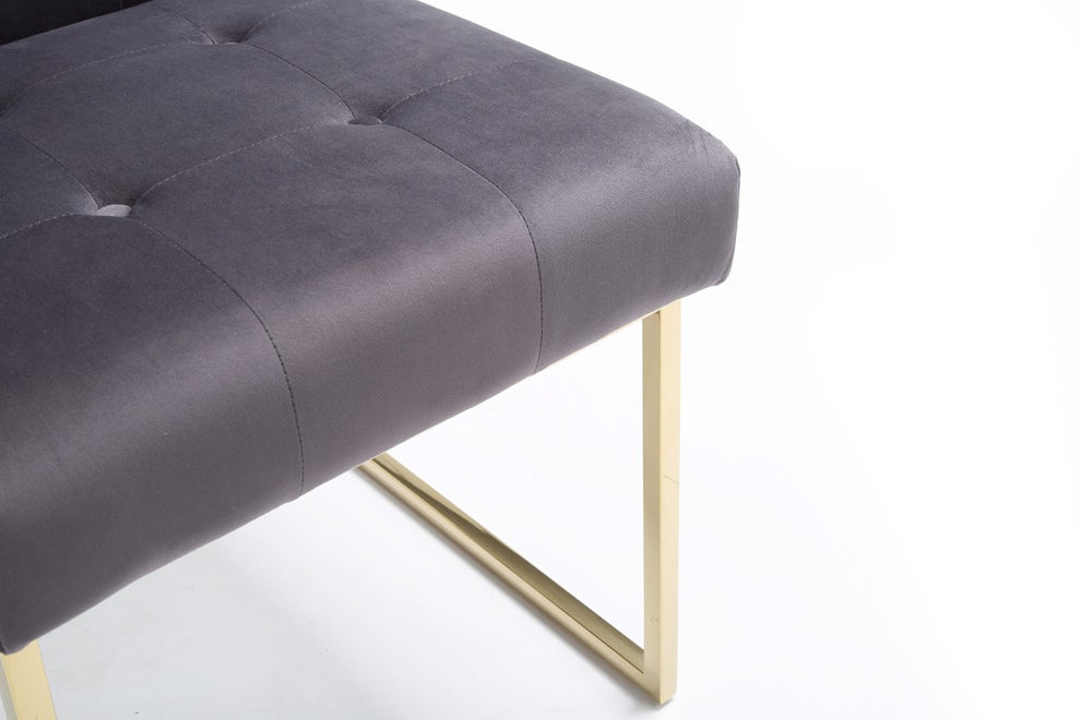 Set of Two Tufted Gray And Gold Upholstered Fabric Dining Side Chairs By Homeroots | Dining Chairs | Modishstore - 7