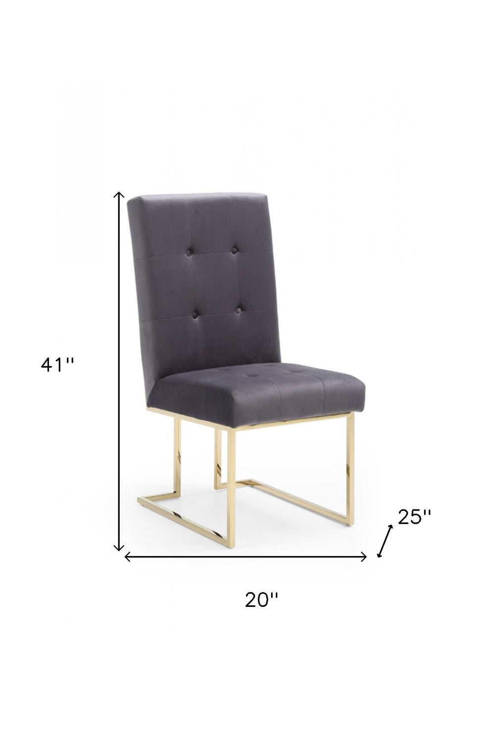 Set of Two Tufted Gray And Gold Upholstered Fabric Dining Side Chairs By Homeroots | Dining Chairs | Modishstore - 5