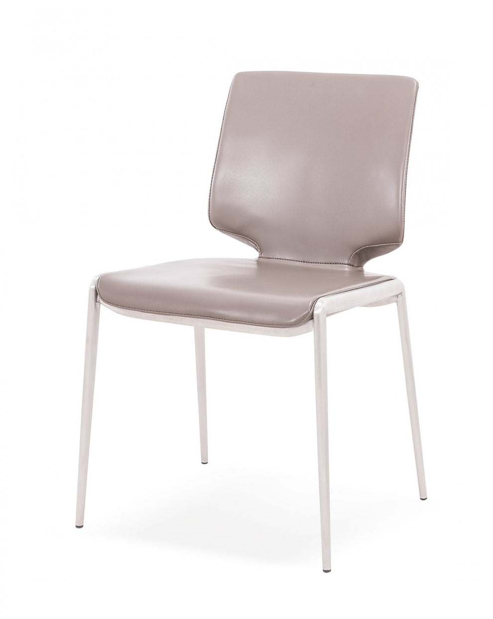 Set of Two Dark Gray And Silver Upholstered Faux Leather Dining Side Chairs By Homeroots | Dining Chairs | Modishstore - 4