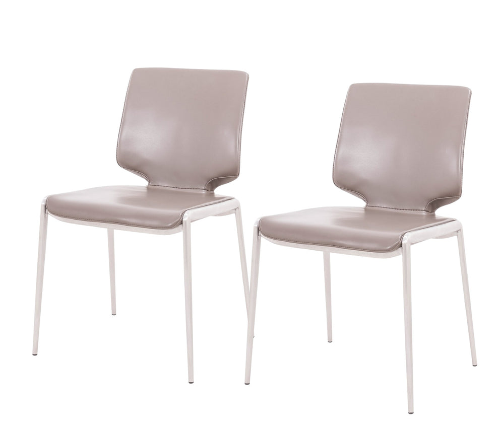 Set of Two Dark Gray And Silver Upholstered Faux Leather Dining Side Chairs By Homeroots | Dining Chairs | Modishstore - 2