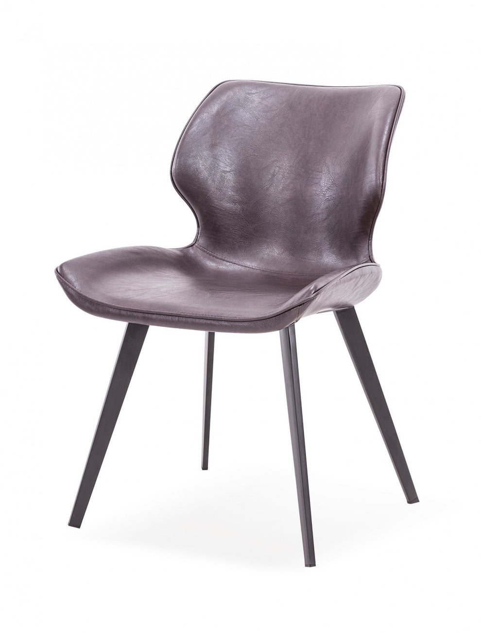 Set of Two Dark Brown And Black Upholstered Faux Leather Dining Side Chairs By Homeroots | Dining Chairs | Modishstore - 4