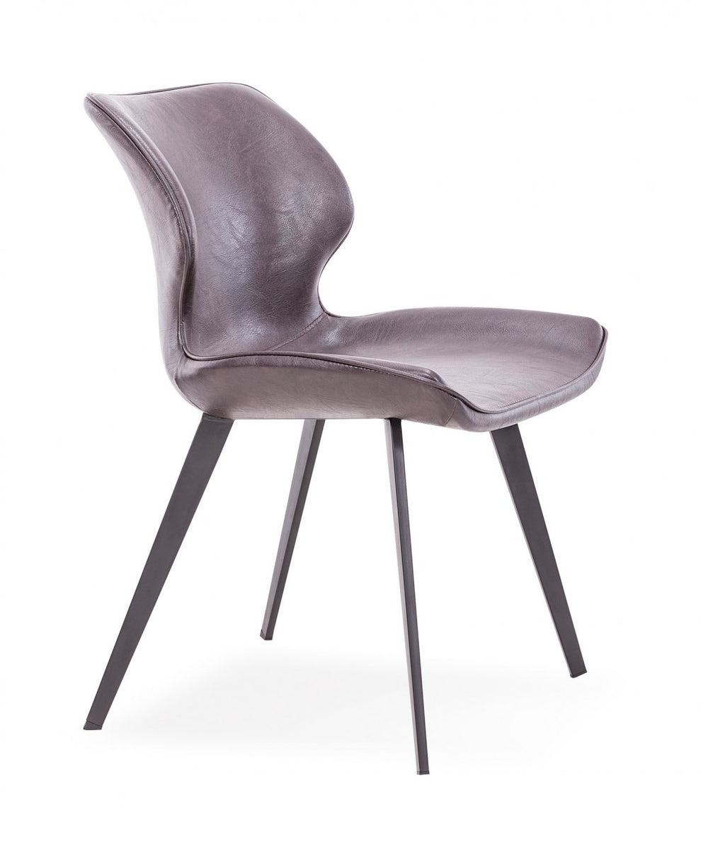 Set of Two Dark Brown And Black Upholstered Faux Leather Dining Side Chairs By Homeroots | Dining Chairs | Modishstore - 3