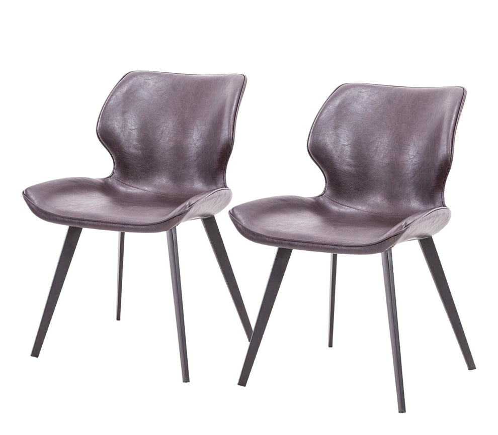 Set of Two Dark Brown And Black Upholstered Faux Leather Dining Side Chairs By Homeroots | Dining Chairs | Modishstore - 2
