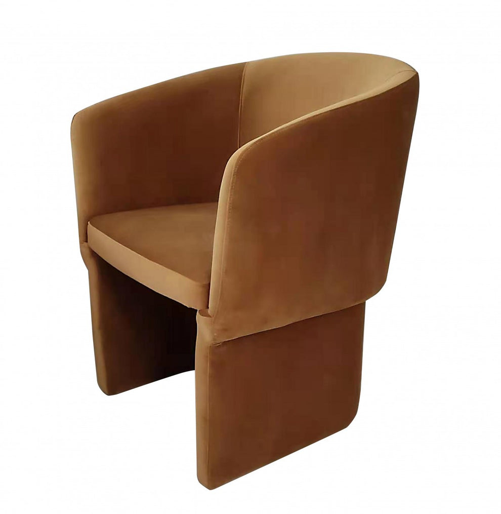 Burnt Umber Upholstered Velvet Dining Arm Chair By Homeroots | Dining Chairs | Modishstore - 2