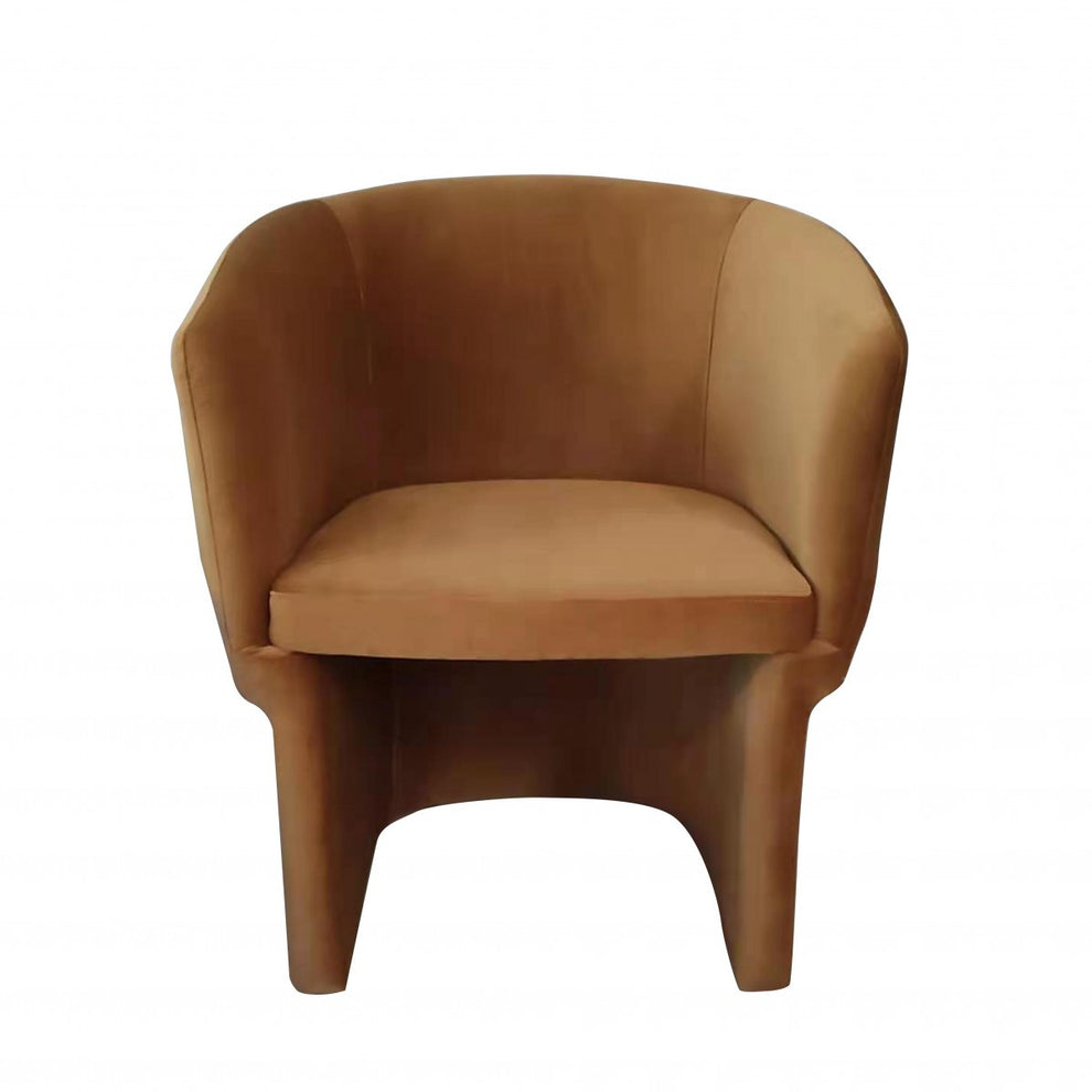Burnt Umber Upholstered Velvet Dining Arm Chair By Homeroots | Dining Chairs | Modishstore - 3