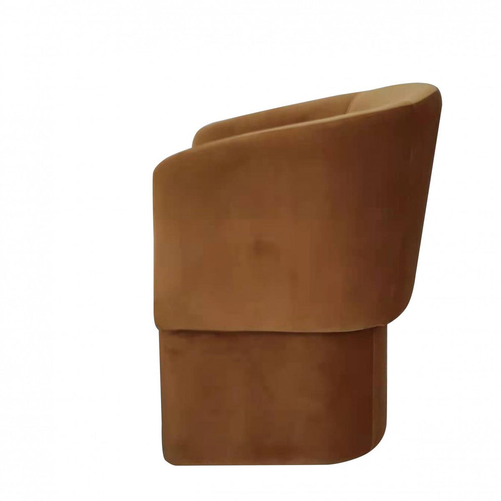 Burnt Umber Upholstered Velvet Dining Arm Chair By Homeroots | Dining Chairs | Modishstore - 5