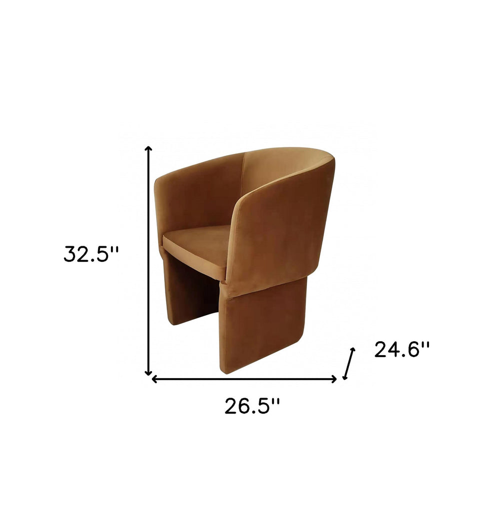 Burnt Umber Upholstered Velvet Dining Arm Chair By Homeroots | Dining Chairs | Modishstore - 6