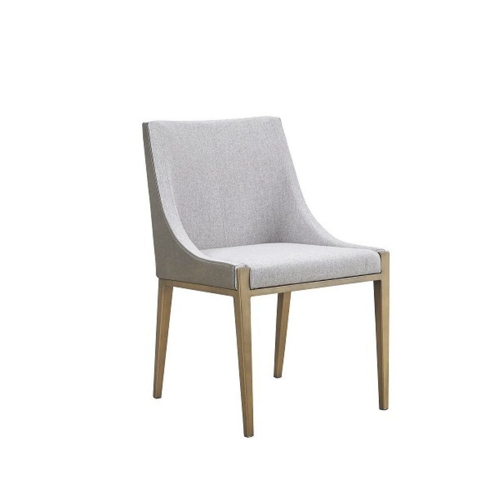 Gray And Brass Upholstered Fabric Dining Side Chair By Homeroots | Dining Chairs | Modishstore - 2