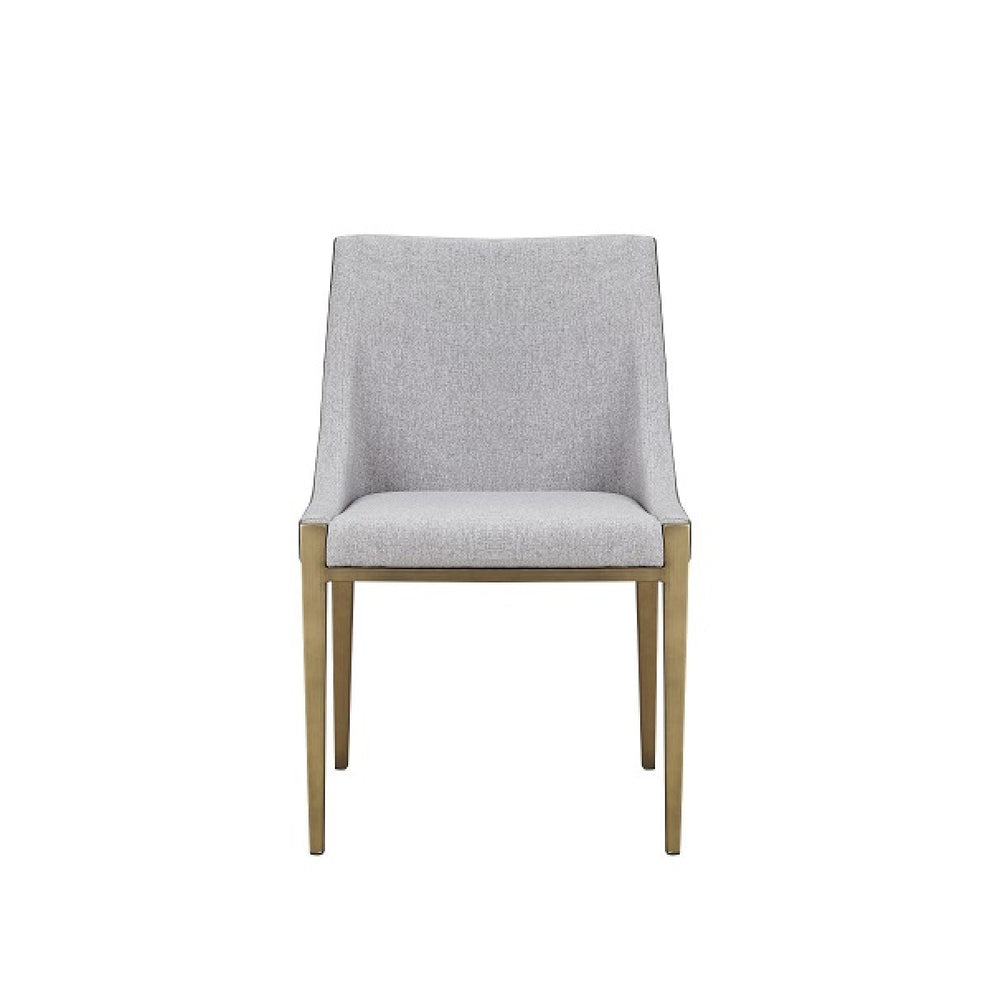 Gray And Brass Upholstered Fabric Dining Side Chair By Homeroots | Dining Chairs | Modishstore - 3