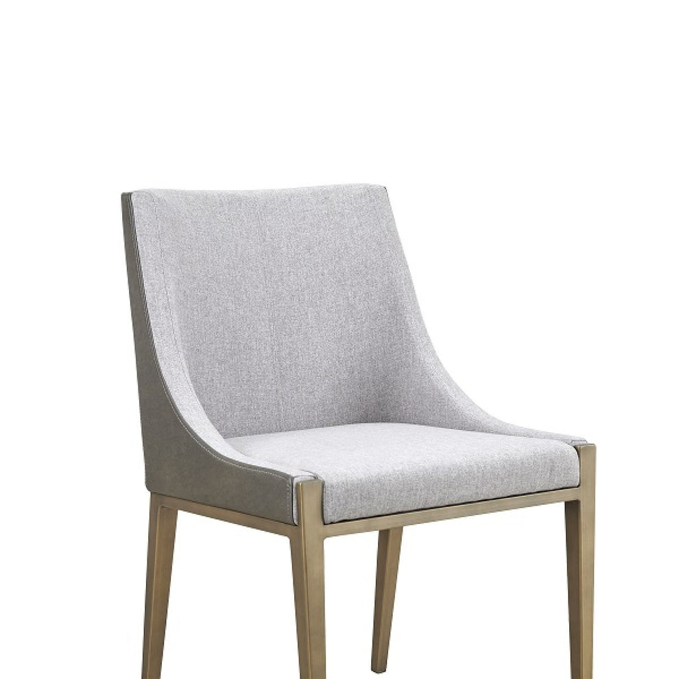 Gray And Brass Upholstered Fabric Dining Side Chair By Homeroots | Dining Chairs | Modishstore - 4