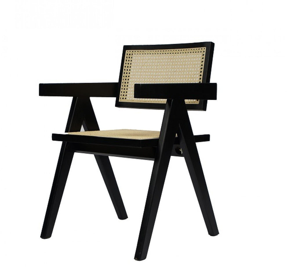 Natural And Black Wood Open Back Dining Arm Chair By Homeroots | Dining Chairs | Modishstore - 3