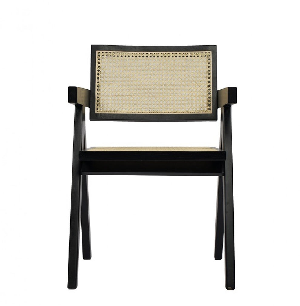 Natural And Black Wood Open Back Dining Arm Chair By Homeroots | Dining Chairs | Modishstore - 2