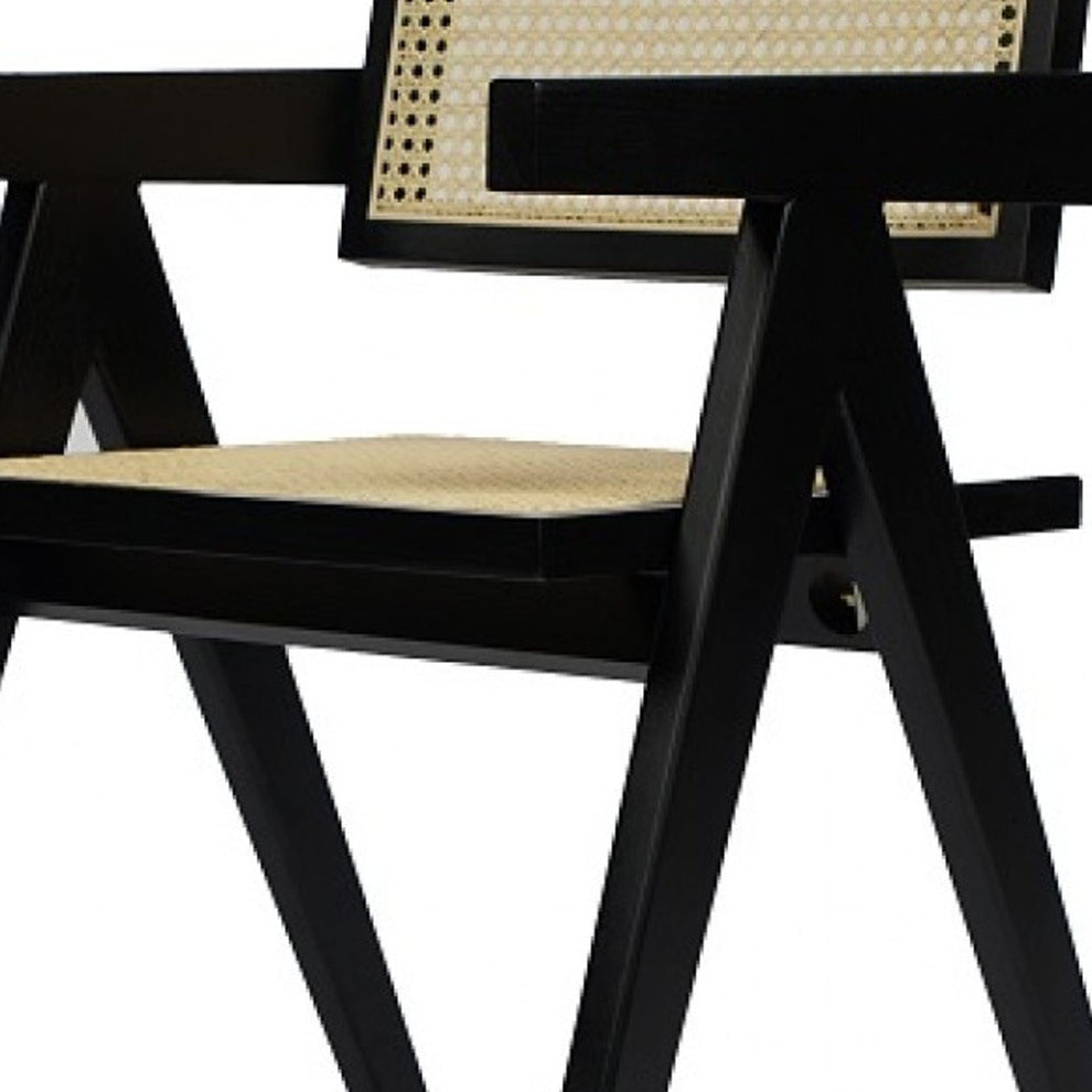 Natural And Black Wood Open Back Dining Arm Chair By Homeroots | Dining Chairs | Modishstore - 4
