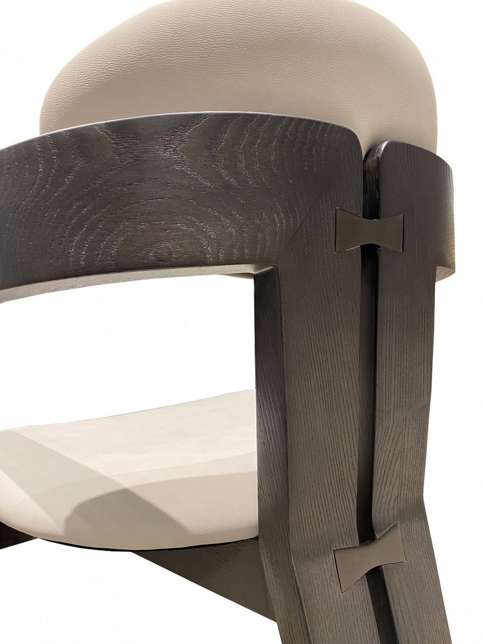 Light Gray And Dark Gray Upholstered Faux Leather Open Back Dining Arm Chair By Homeroots | Dining Chairs | Modishstore - 5