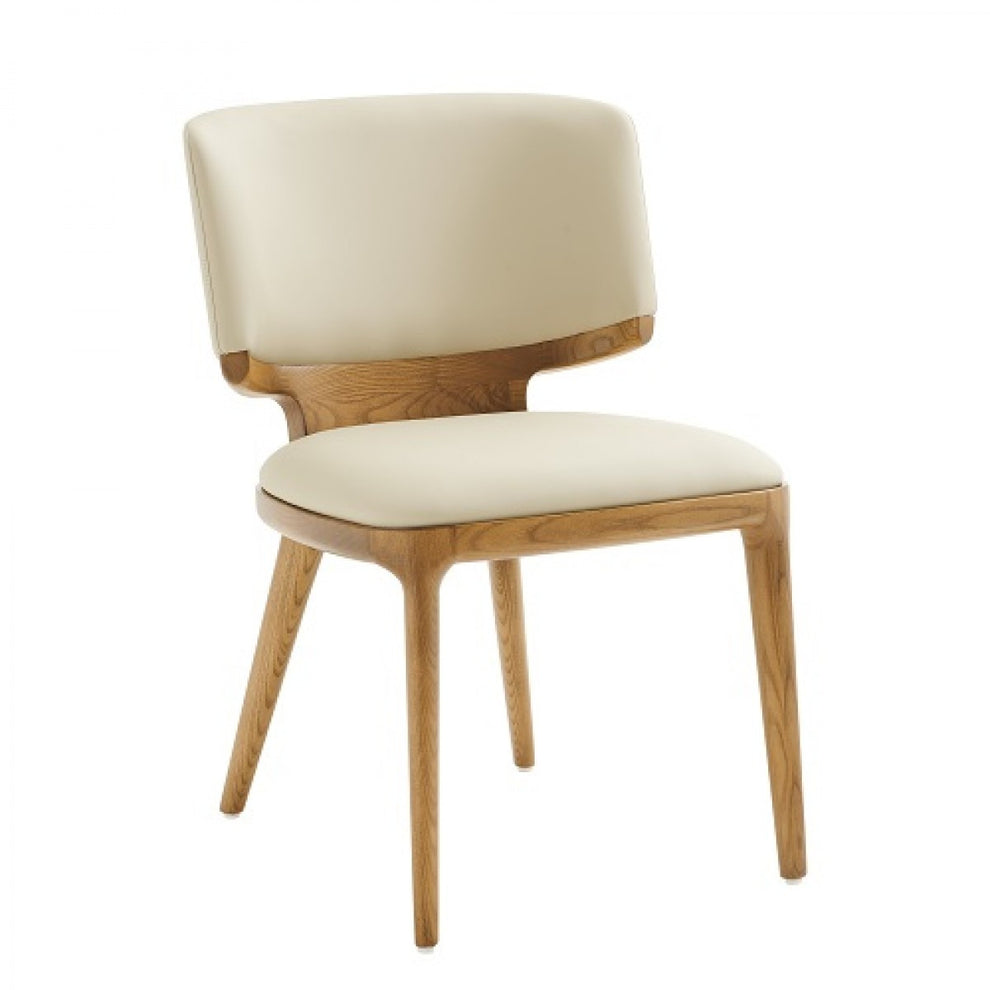 Set of Two Beige And Brown Upholstered Faux Leather King Louis Back Dining Side Chairs By Homeroots | Dining Chairs | Modishstore - 3