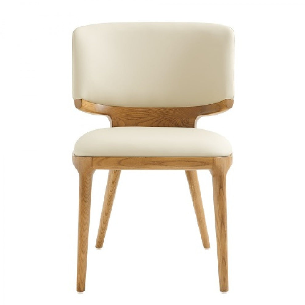 Set of Two Beige And Brown Upholstered Faux Leather King Louis Back Dining Side Chairs By Homeroots | Dining Chairs | Modishstore - 4
