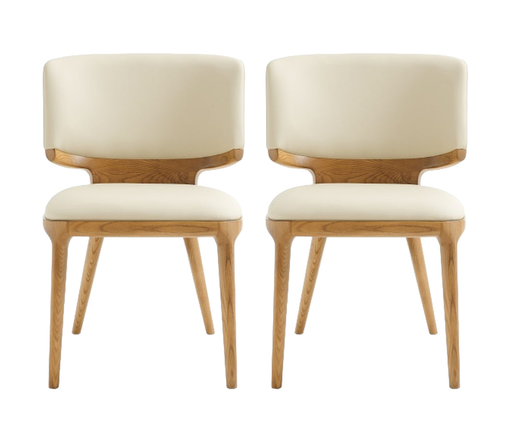 Set of Two Beige And Brown Upholstered Faux Leather King Louis Back Dining Side Chairs By Homeroots | Dining Chairs | Modishstore - 2