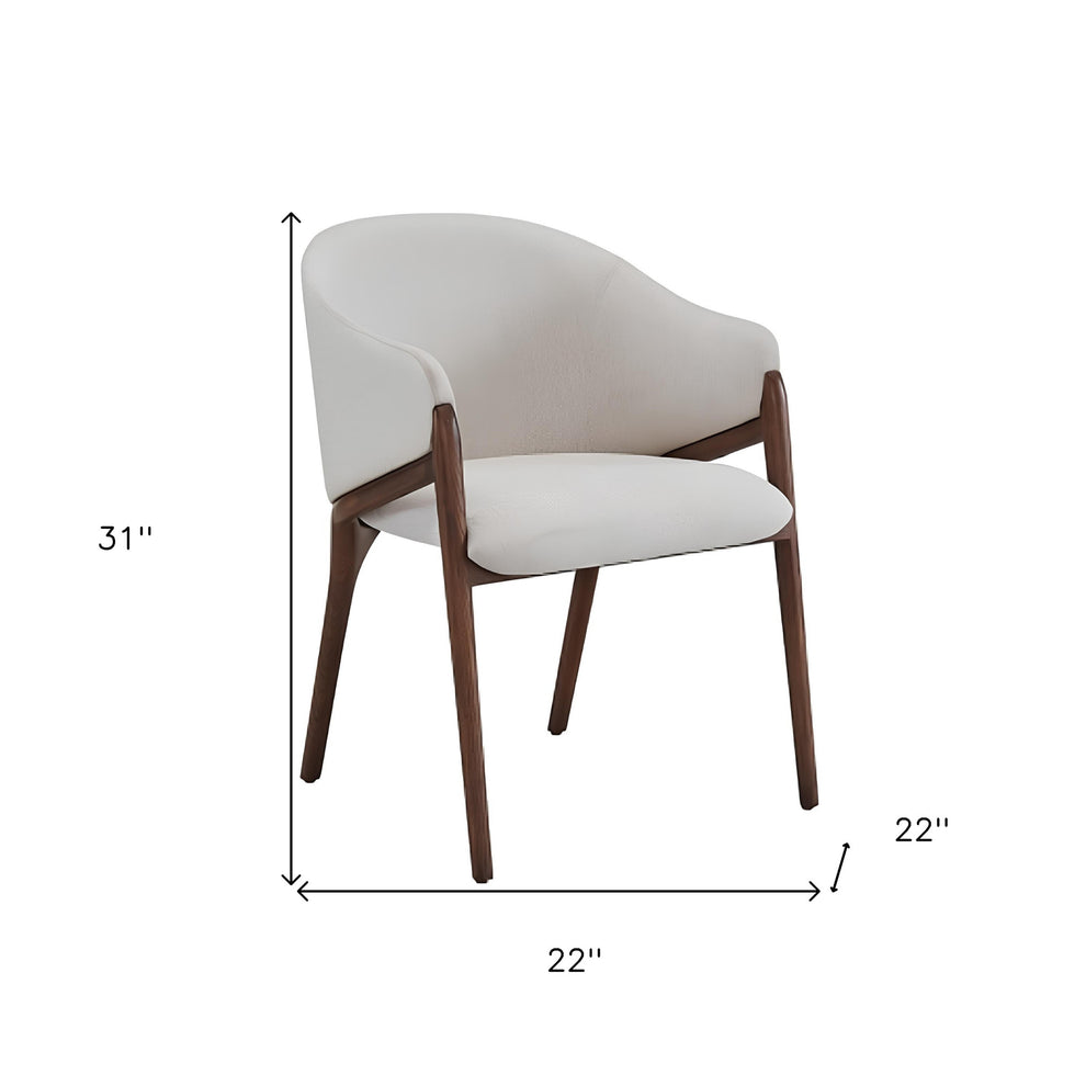 Cream And Brown Upholstered Fabric Wing Back Dining Arm Chair By Homeroots | Dining Chairs | Modishstore - 5