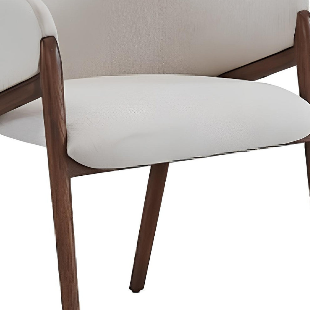 Cream And Brown Upholstered Fabric Wing Back Dining Arm Chair By Homeroots | Dining Chairs | Modishstore - 3