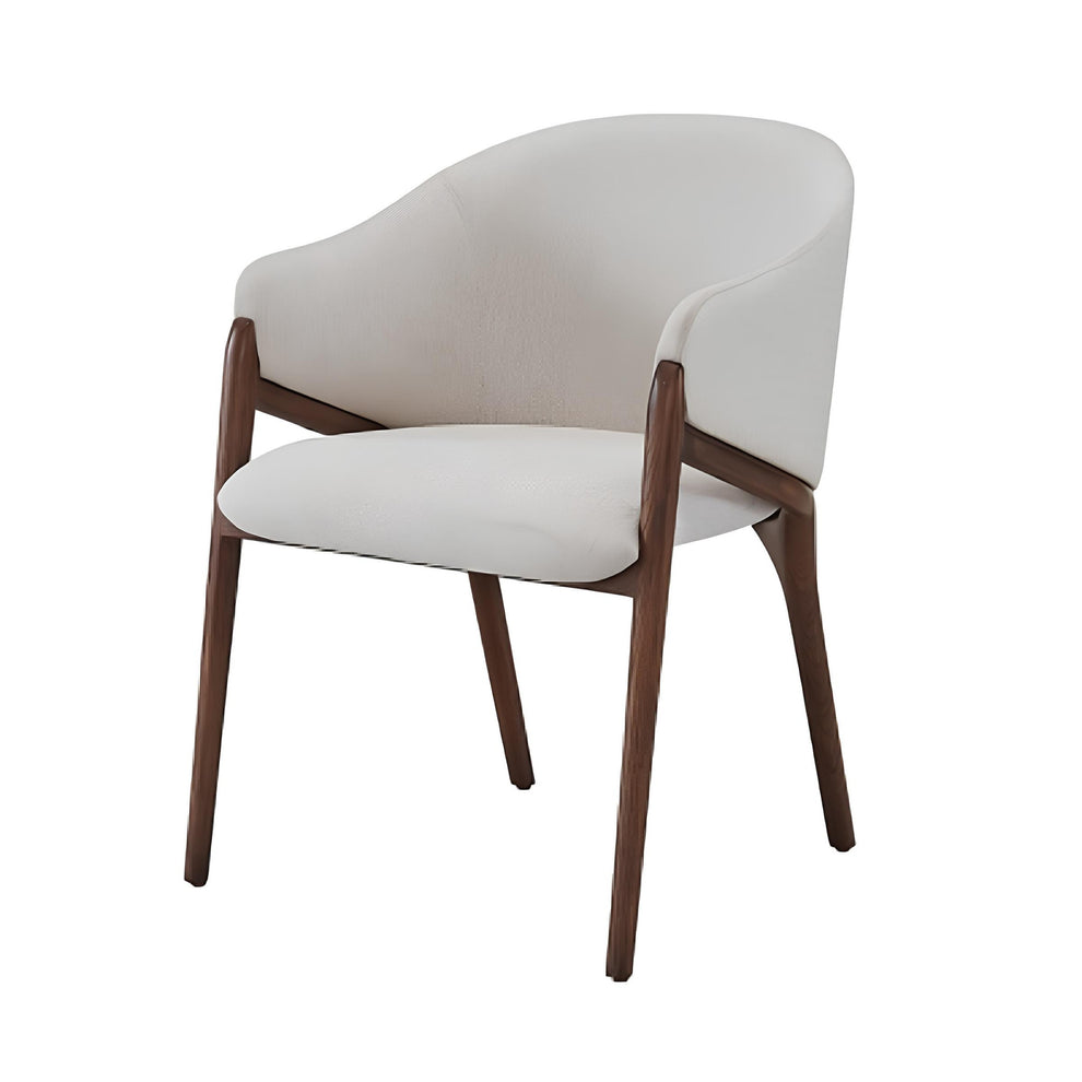 Cream And Brown Upholstered Fabric Wing Back Dining Arm Chair By Homeroots | Dining Chairs | Modishstore - 4
