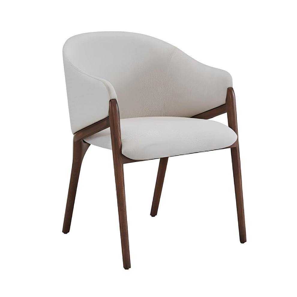 Cream And Brown Upholstered Fabric Wing Back Dining Arm Chair By Homeroots | Dining Chairs | Modishstore - 2