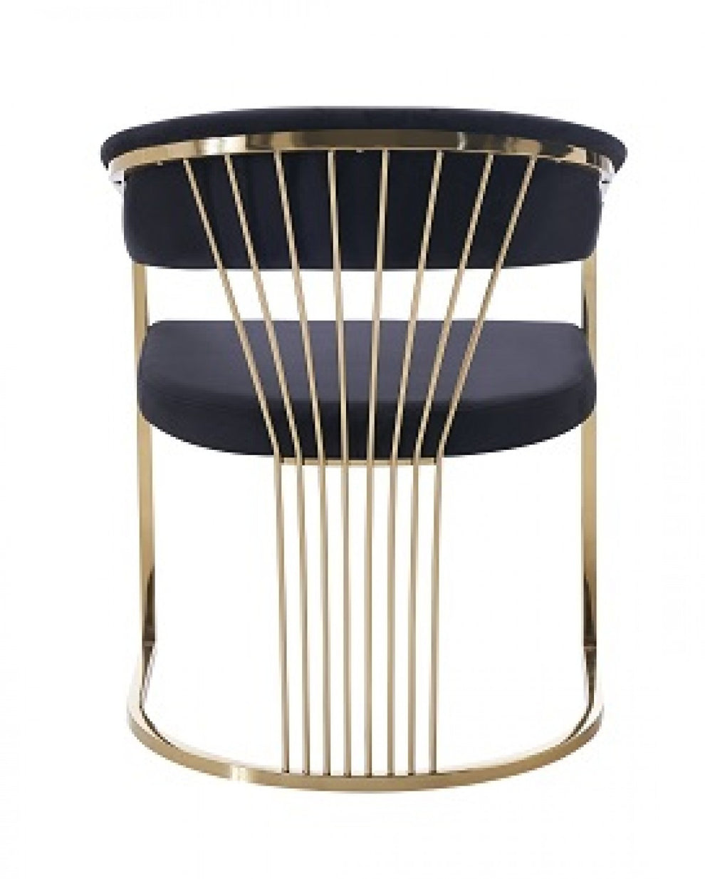 Black And Gold Upholstered Velvet Open Back Dining Arm Chair By Homeroots | Dining Chairs | Modishstore - 4