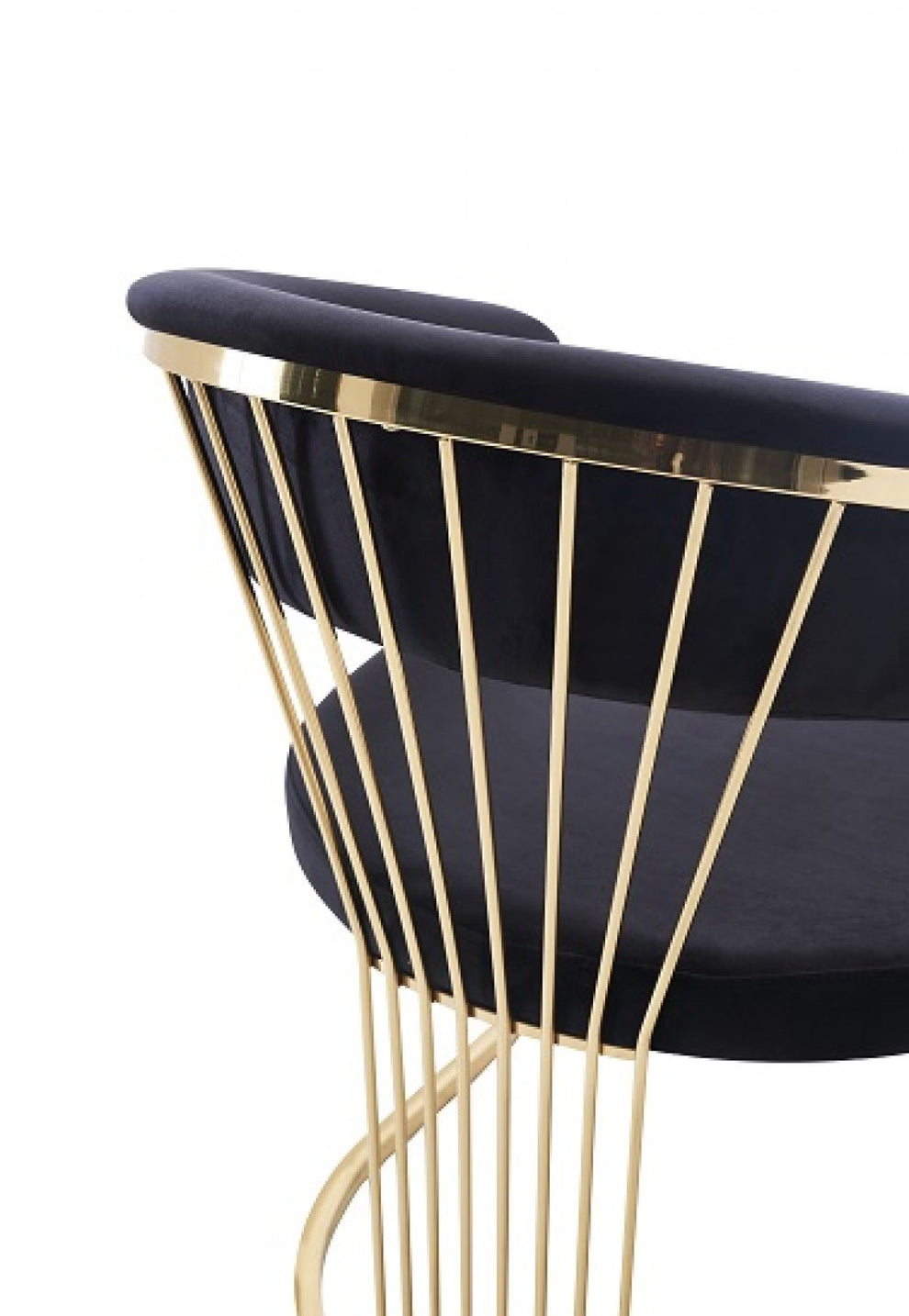 Black And Gold Upholstered Velvet Open Back Dining Arm Chair By Homeroots | Dining Chairs | Modishstore - 5