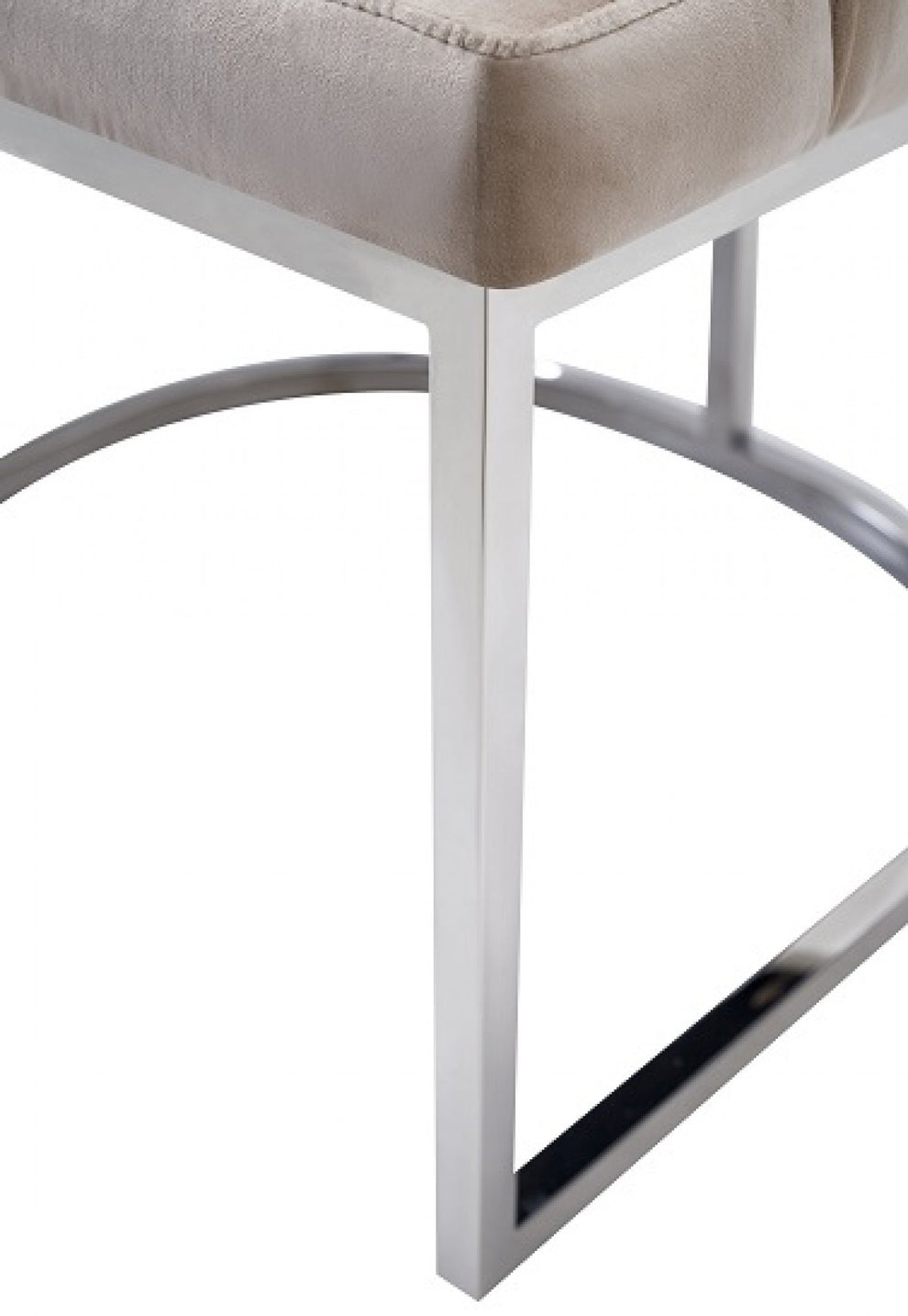 Set of Two Tufted Beige And Silver Upholstered Velvet Wing Back Dining Side Chairs By Homeroots | Dining Chairs | Modishstore - 6