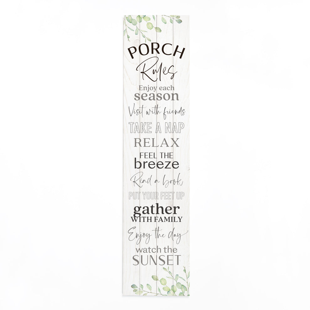 Black and White Porch Rules Solid Wood Wall Decor By Homeroots | Wall Decor | Modishstore - 2